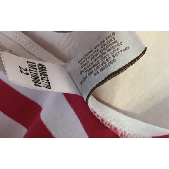 Chicos 2 Large Tank Top Stretchy Nylon Dark Pink & White Stripe Sleeveless - Picture 5 of 7